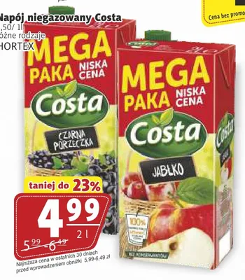 Napój niegazowany Costa Czarna Porzeczka promocja w Prim Market