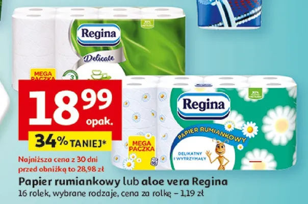 Papier rumiankowy lub aloe vera Regina promocja w Auchan