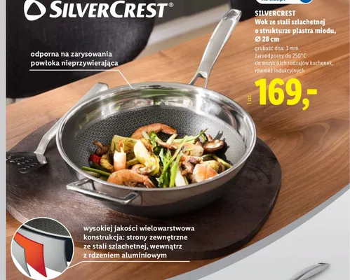 Wok ze stali szlachetnej o strukturze plastra miodu Ø 28 cm Silvercrest promocja w Lidl