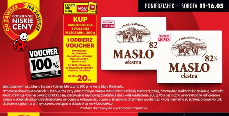 Masło ekstra z Polskiej Mleczarni promocja w Biedronka
