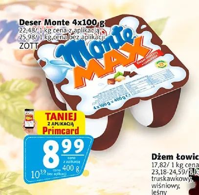 Deser Monte 4-pak Zott promocja w Prim Market