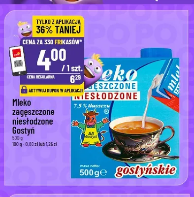 Mleko zagęszczone niesłodzone Gostyń promocja w POLOmarket