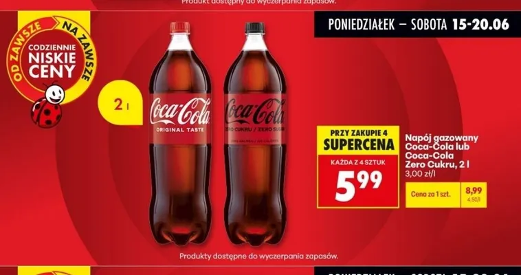 Napój gazowany Coca-Cola Zero Cukru promocja w Biedronka