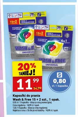 Kapsułki do prania Wash & Free 4in1 promocja w Twój Market