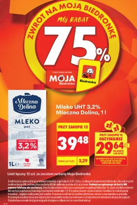 Mleko UHT 3,2% Mleczna Dolina 1l promocja w Biedronka