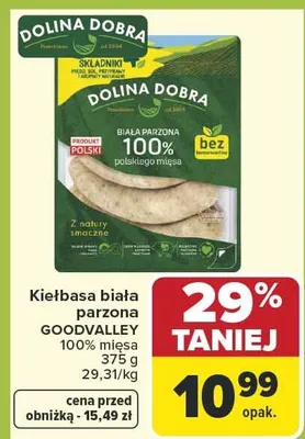 Kiełbasa biała parzona 100% mięsa promocja w Carrefour Market