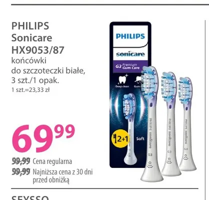 Końcówki do szczoteczki białe Sonicare HX9053/87 Philips promocja w Hebe