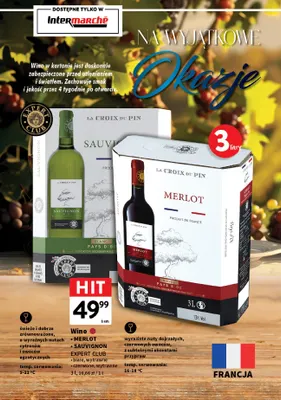 Wino czerwone Merlot wytrawne Expert Club promocja w Intermarche