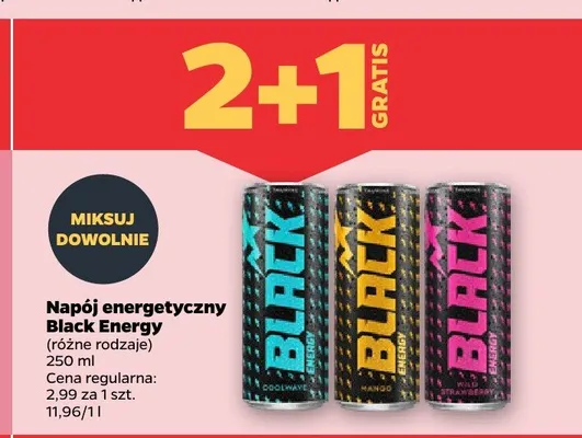 Napój energetyczny Black Energy Wild Strawberry promocja w Netto