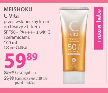 Przeciwsłoneczny krem do twarzy z filtrem SPF50+ PA++++ z wit. C i ceramidami MEISHOKU C-Vita promocja w Hebe