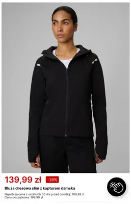 Bluza dresowa slim z kapturem damska promocja w 4F