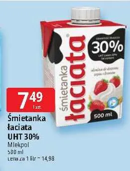 Śmietanka UHT Łaciata 30% promocja w Leclerc