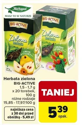 Herbata zielona Big-Active promocja w Carrefour