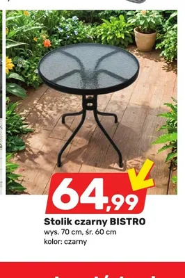 Stolik czarny BISTRO wys. 70cm śr. 60cm czarny promocja w Bricomarche