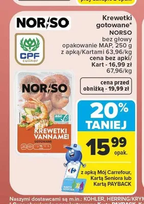 Krewetki gotowane Vannamei Nor/So promocja w Carrefour