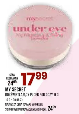 Rozświetlający puder pod oczy My Secret promocja w Drogerie Natura
