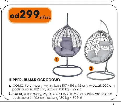 Bujak ogrodowy Hipper Como szary promocja w HIPPER.pl
