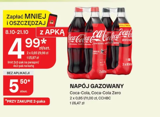 Napój gazowany Coca-Cola Zero 2-pak promocja w Chorten