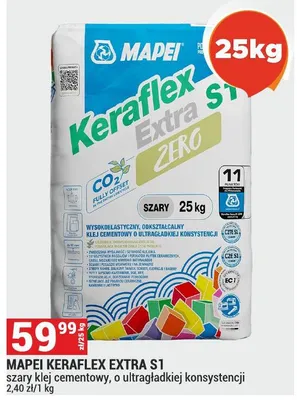 Szary klej cementowy, o ultragładkiej konsystencji Keraflex Extra S1 promocja w Merkury Market