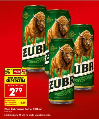 Piwo Żubr Jasne Pełne promocja w Biedronka