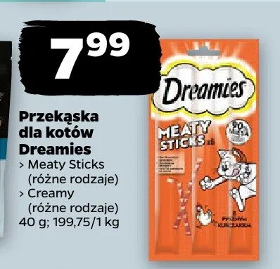 Przekąska dla kotów Dreamies Meaty Sticks, Creamy promocja w Netto