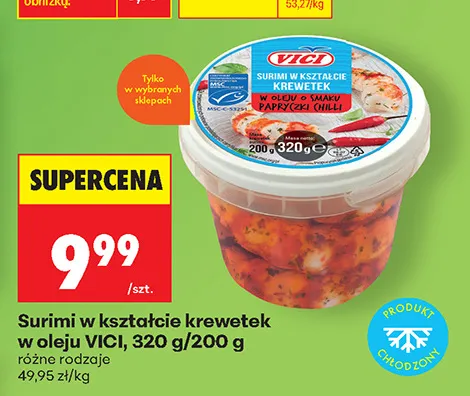 Surimi w kształcie krewetek w oleju o smaku papryczki chilli VICI promocja w Biedronka