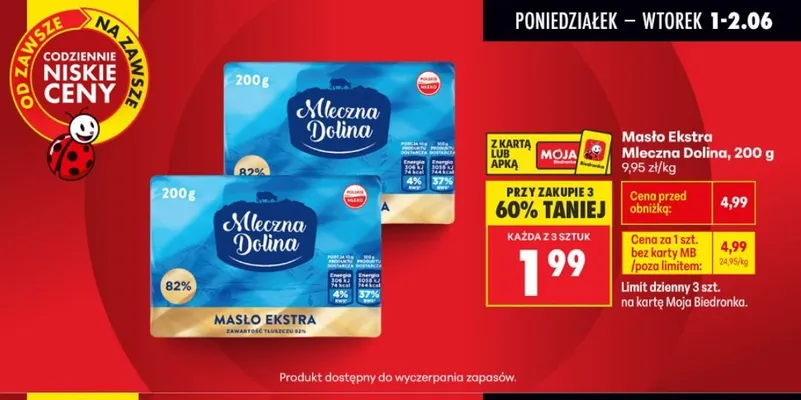 Masło Ekstra Mleczna Dolina promocja w Biedronka