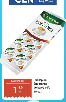 Śmietanka do kawy 10% Champion 10-pak promocja w Dino