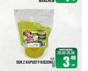 Sok z kapusty kiszonej Agat promocja w Tomi Markt