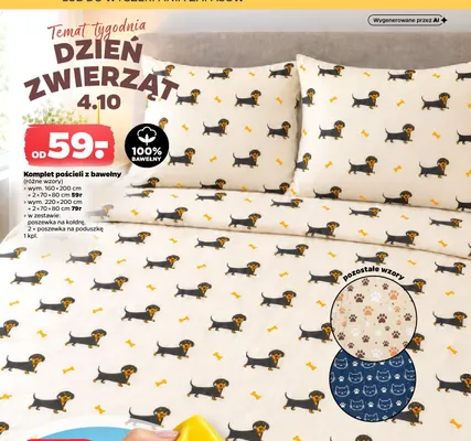 Komplet pościeli z bawełny 160x200 cm + 2x70x80 promocja w Netto