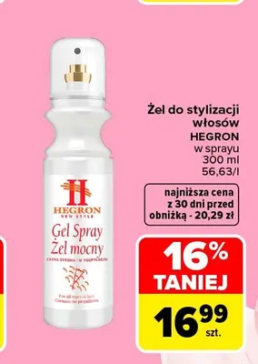 Żel do stylizacji włosów Hegron w sprayu promocja w Carrefour