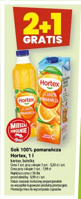 Sok pomarańcza Hortex butelka 1 l 100% promocja w Twój Market