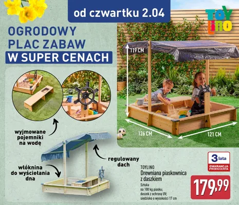 Drewniana piaskownica z daszkiem promocja w Aldi
