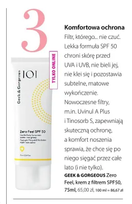 Krem z filtrem SPF50 Geek & Gorgeous Zero Feel promocja w Hebe