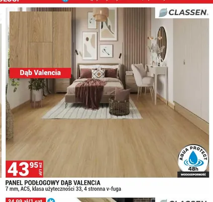 Panel podłogowy Dąb Valencia Classen 7 mm AC5 promocja w Merkury Market