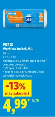 Worki na śmieci 25 l Purio promocja w Lidl