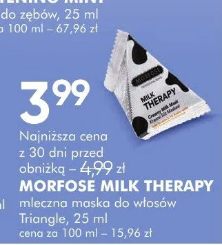 Maska do włosów mleczna Morfose Milk Therapy Triangle promocja w Super-Pharm