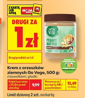 Krem z orzeszków ziemnych Go Vege gładki promocja w Biedronka