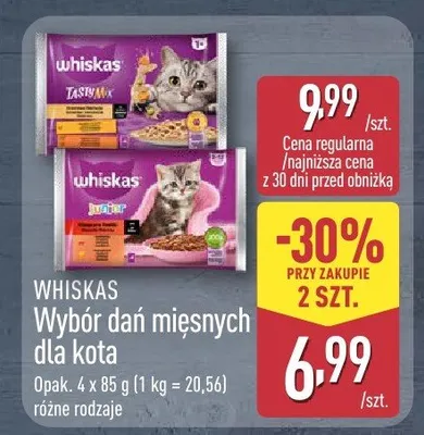 Wybór dań miesznych dla kota promocja w Aldi