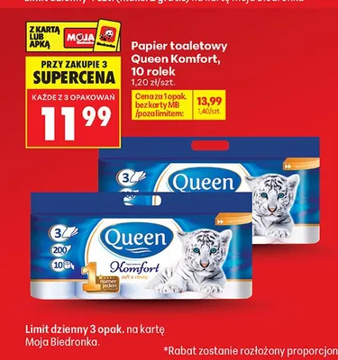 Papier toaletowy Queen Komfort promocja w Biedronka