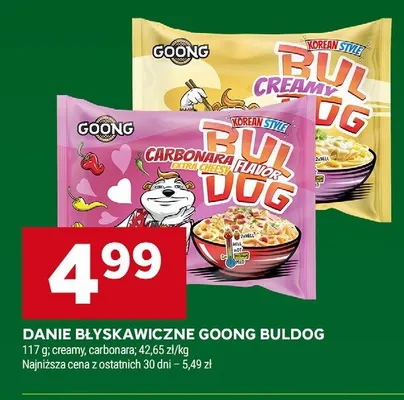 Danie błyskawiczne Goong Buldog carbonara promocja w Stokrotka