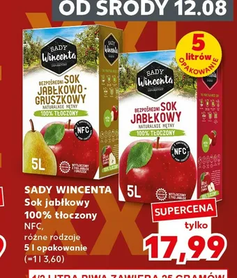 Sok jabłkowo-gruszkowy Sady Wincenta promocja w Kaufland