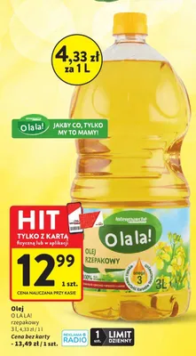 Olej rzepakowy O la la! promocja w Intermarche
