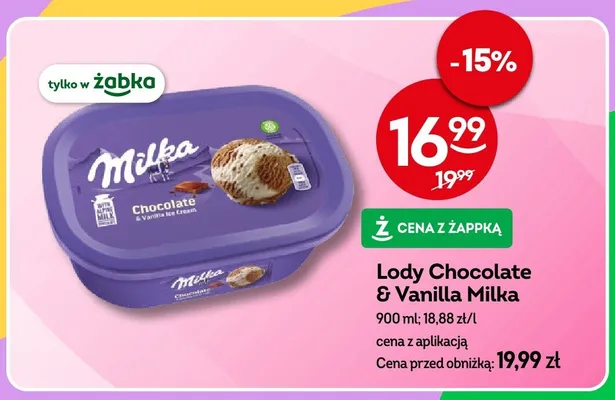 Lody Chocolate & Vanilla Milka promocja w Żabka