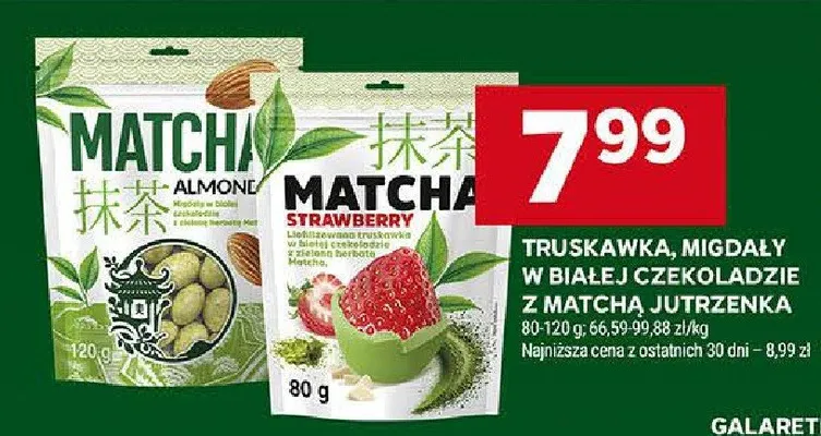 Truskawka, migdały w białej czekoladzie z matcha jutrzenko matcha promocja w Stokrotka