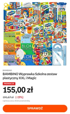 Wyprawka szkolna zestaw plastyczny Bambino XXL i Magic promocja w Empik
