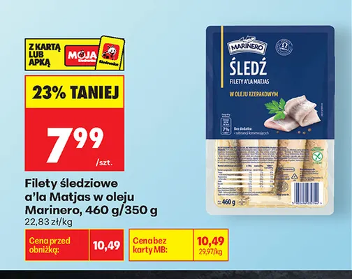 Filety śledziowe a'la Matjas w oleju Marinero promocja w Biedronka