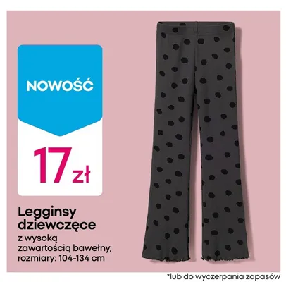 Legginsy dziewczęce z wysoką zawartością bawełny promocja w Pepco