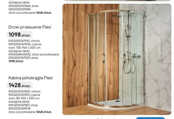 Kabina prysznicowa półokrągła Flexi promocja w Castorama
