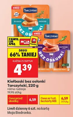 Kiełbaski bez osłonki różne rodzaje promocja w Biedronka